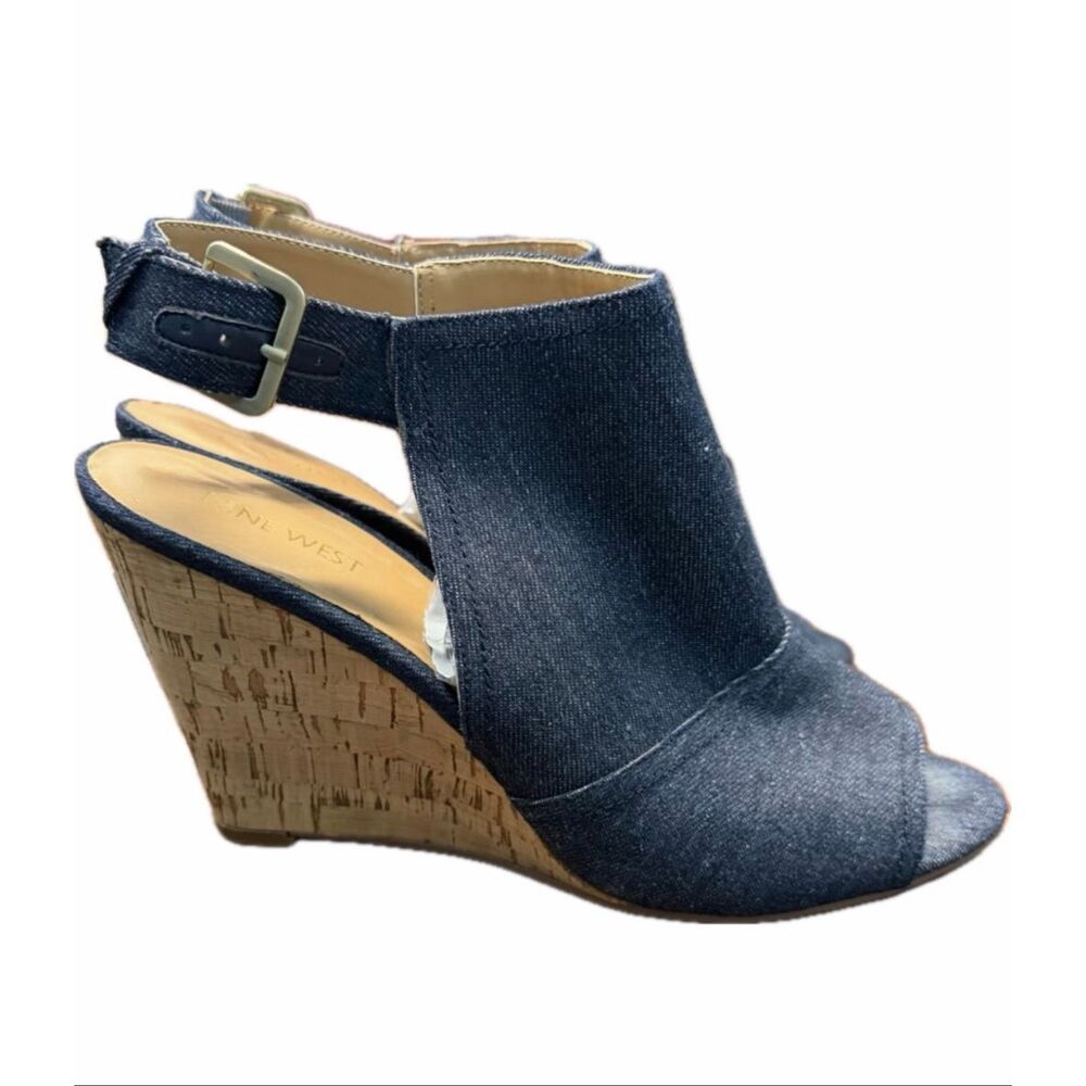 Nine West Blue Denim Wedge Heels Women’s Size 11